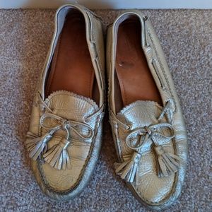 Gold coach driving loafers